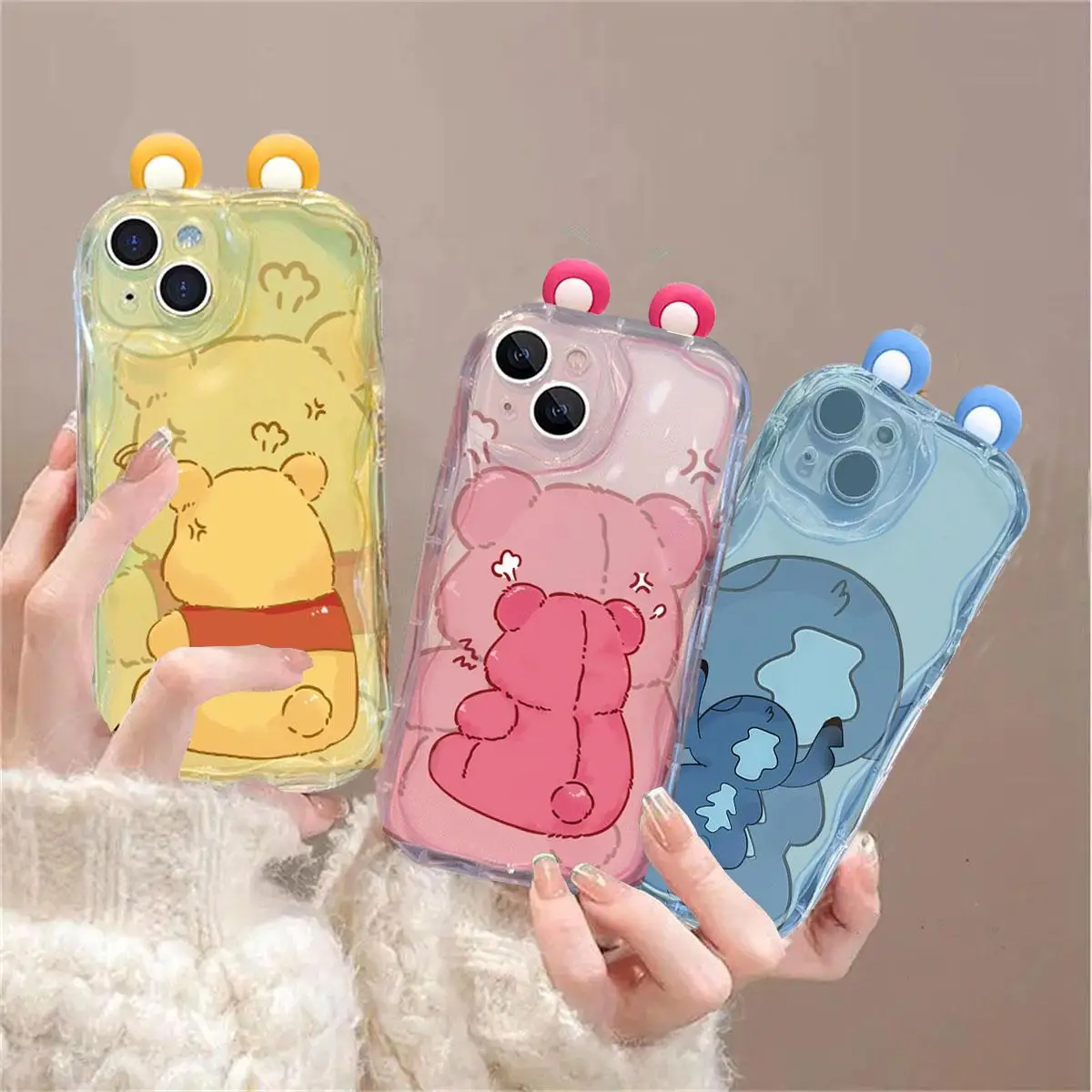 3D Ears Winnie Lotso Case For Samsung Galaxy A16 A06 A05 A05S A04 A03 A55 A54 A53 A15 A14 A13 A12 A25 A24 A23 A22 A35 A34 A33