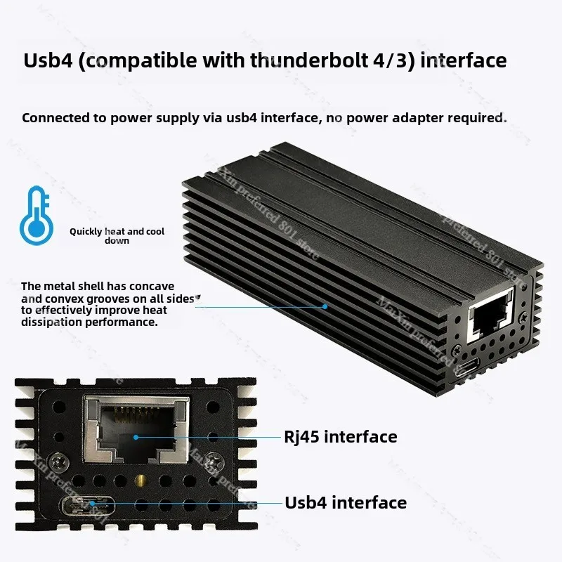 USB4 network interface card 10G compatible thunderbolt 3/4 single port 10 Gigabit electrical port RJ45 Ethernet adapter M4