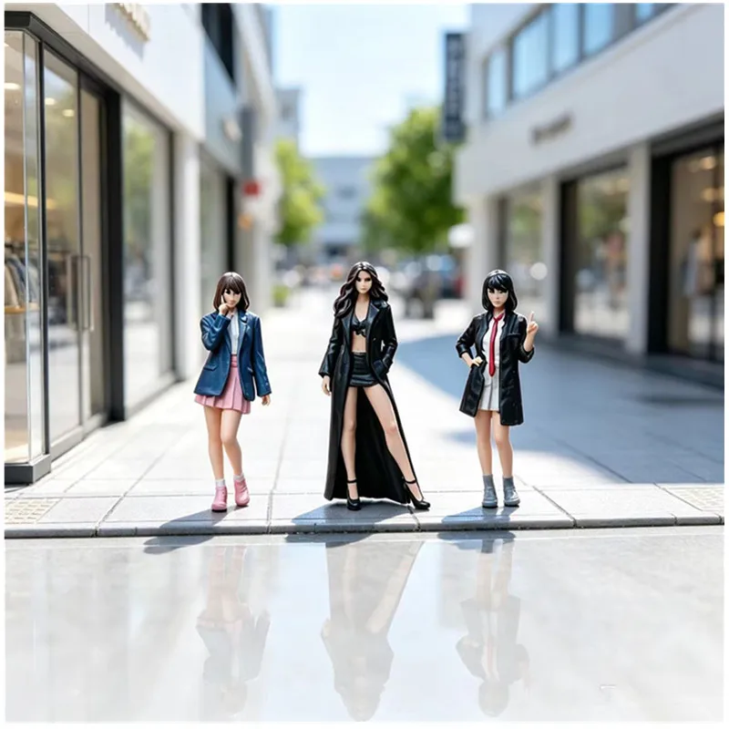 Huiyi 1/64 Fashion Urban Girl Set Sand Table Scene Matching DIY Model Handmade Toy Accessories Birthday Gift