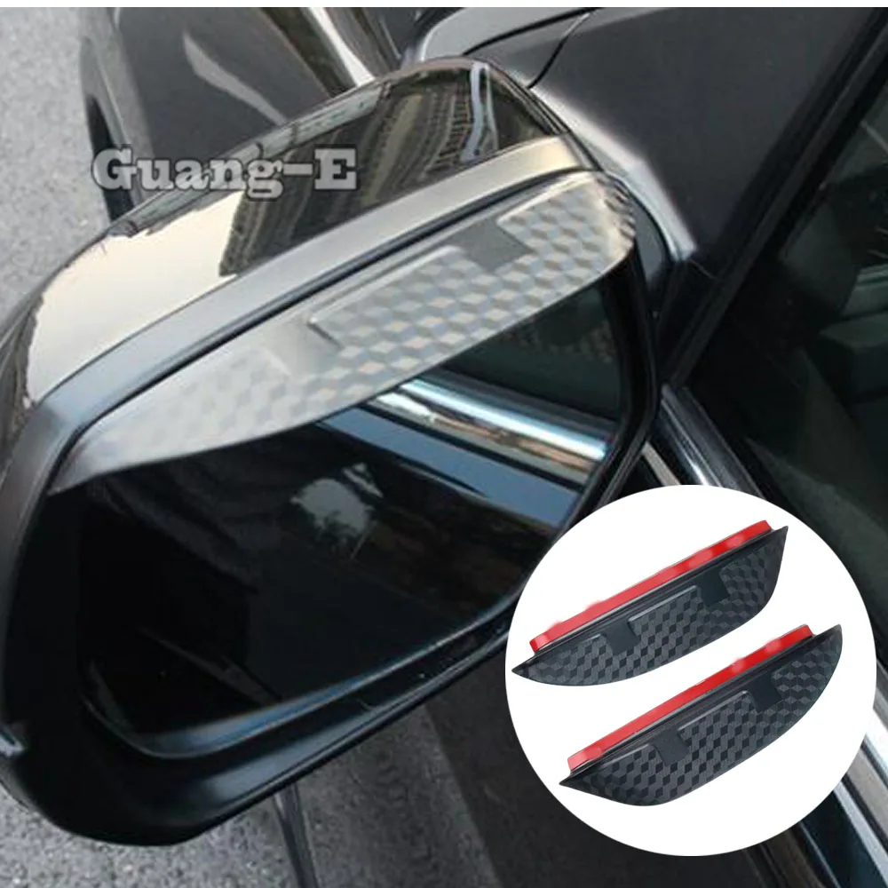 Car Stick Rear Rearview Side Glass Mirror Trim Frame Rain Shield Sun Visor Shade Eyebrow 2pcs For Volvo XC60 2018 2019 2020 2021