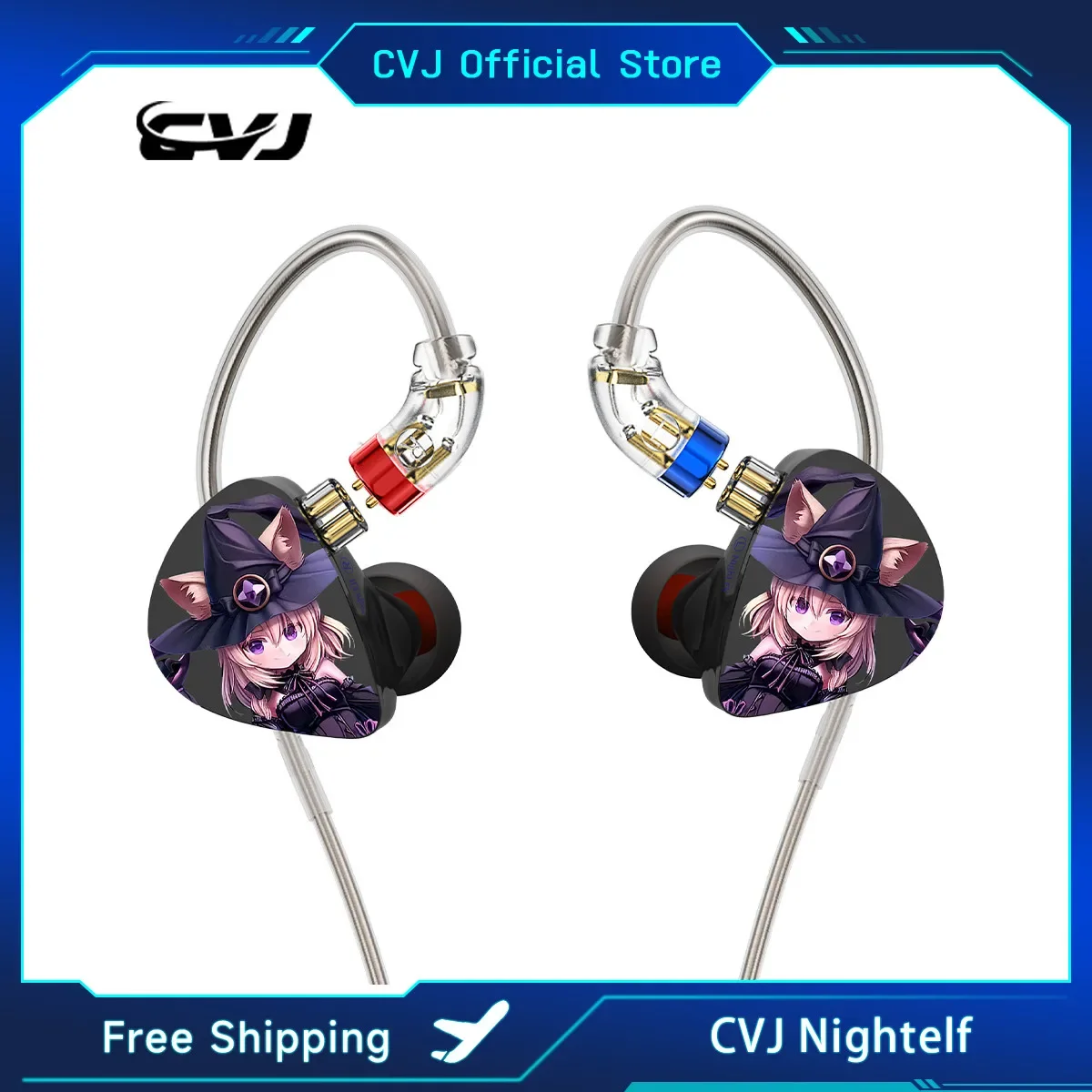 

CVJ Nightelf HIFI Best Wired In Ear Earphones Dual-channel Three-unit 3.5 Metal Plug Monitor Headphone with Silver-plated Cable