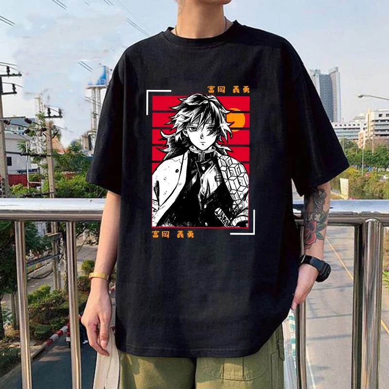 Hot Anime Tomioka Giyuu Printed T-shirts for Women Men Summer Tee Shirt Summer Casual Short Sleeve Round Neck Tops T-shirts