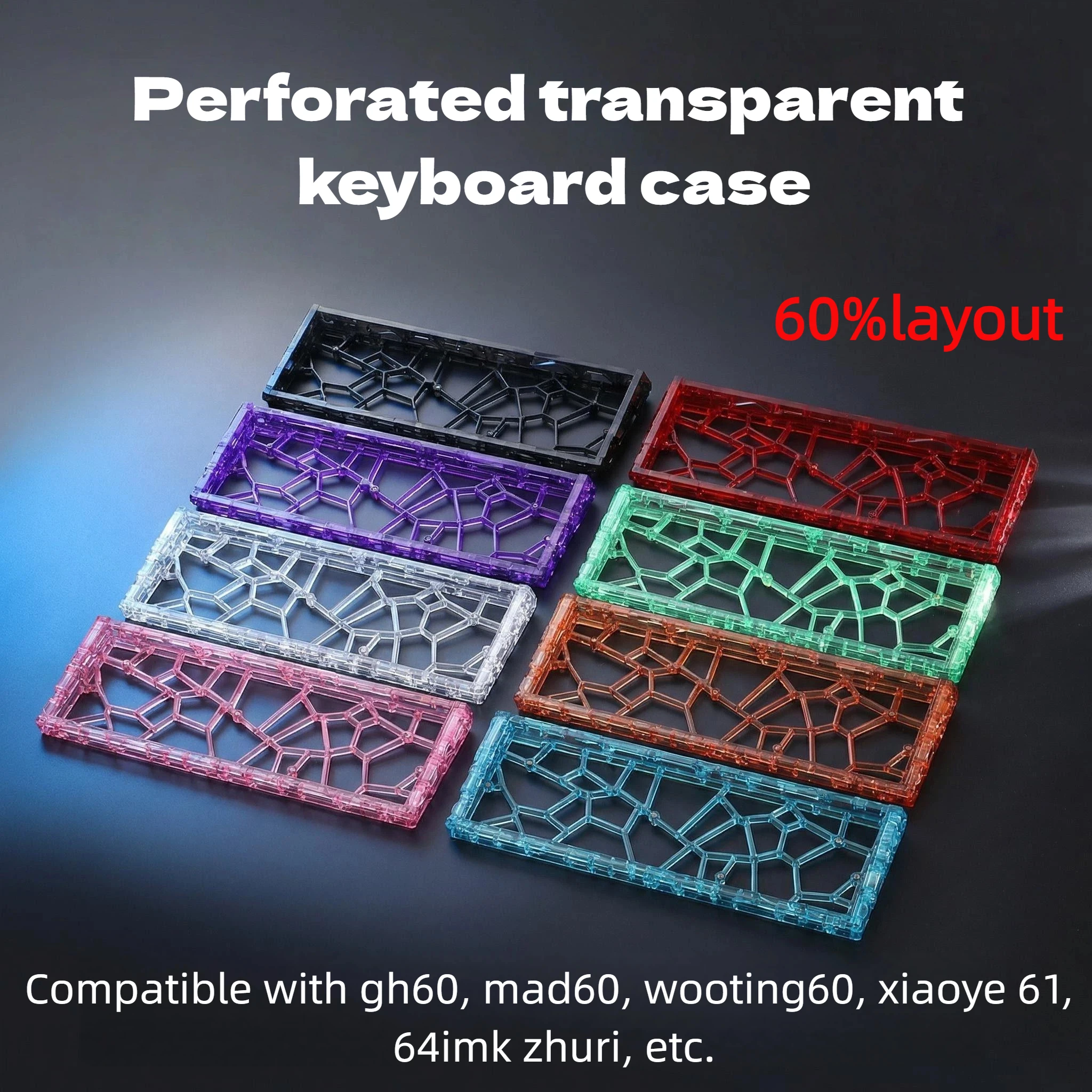 

GH60 Keyboard Case Hollow Transparent 60% Key Layouts Out Keyboard Shell for Holy60/MAD60/GT60/Wooting60HE/win60 DIY Custom Gift