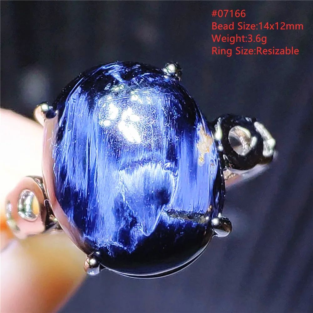 Bague narPietersite bleue naturelle pour femme, bijoux réglables, perles chatoyantes, bijoux namibiens, pierre de Petersite jaune, uto AAA