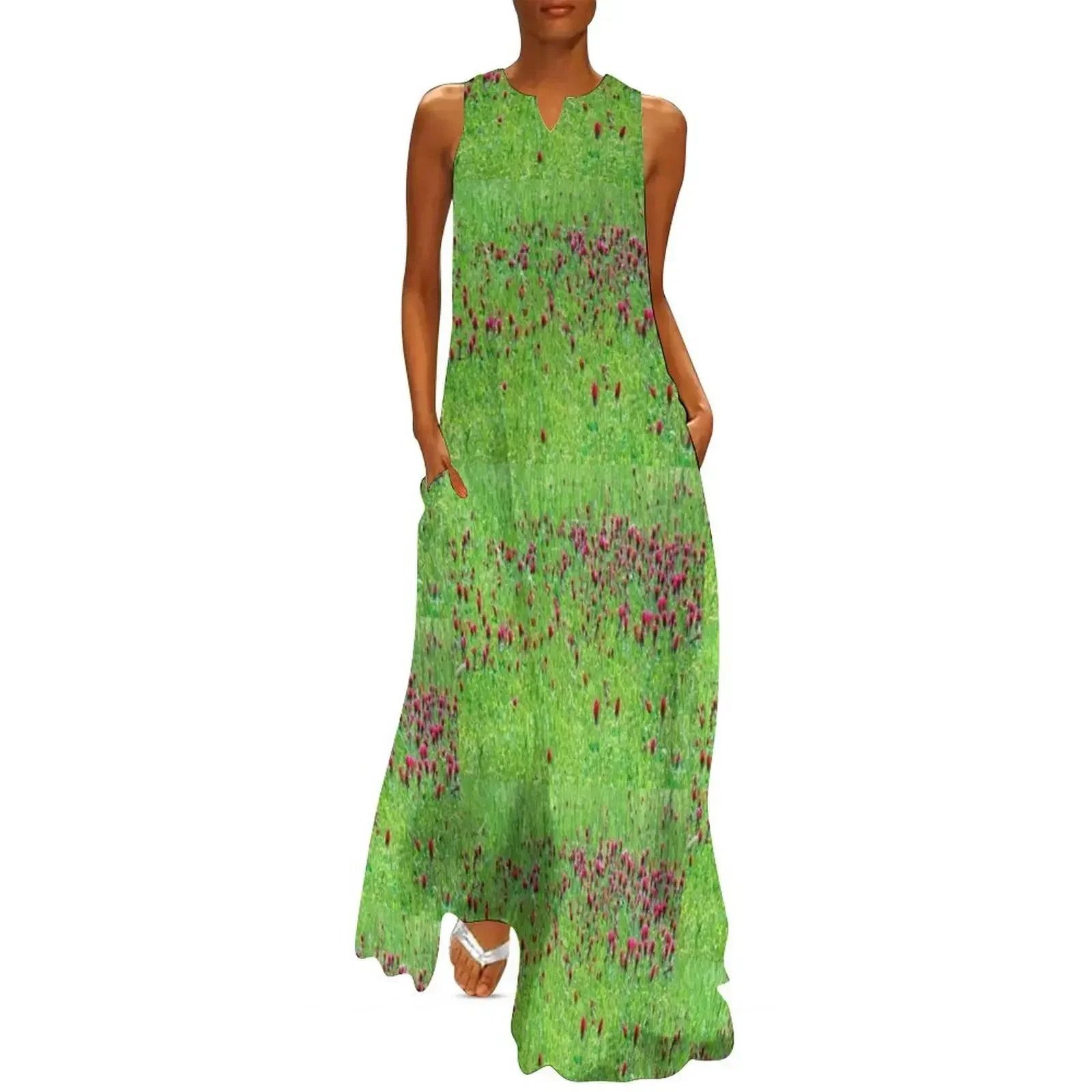 

Red Clover Field Long Dress summer dresses Women's long dress Women's evening dress Bridesmaid woman