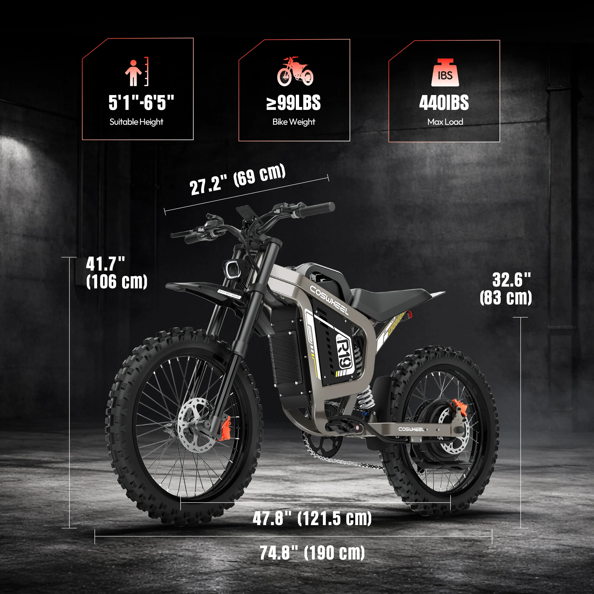 COSWHEEL NEW R19 Electric Cycle 72V 40AH 96km/h Lithium Battery Adult Mountain Ebike 9000W Mountain Electric Men's Moped Road E Trucks - view 8