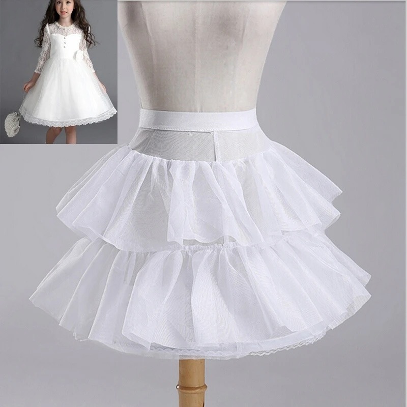 Hot Koop Kinderen Petticoats Bruiloft Bruid Accessoires Wit 1-Hoop 2-Layer Crinoline Bloem Meisje Jurk Kids Onderrok