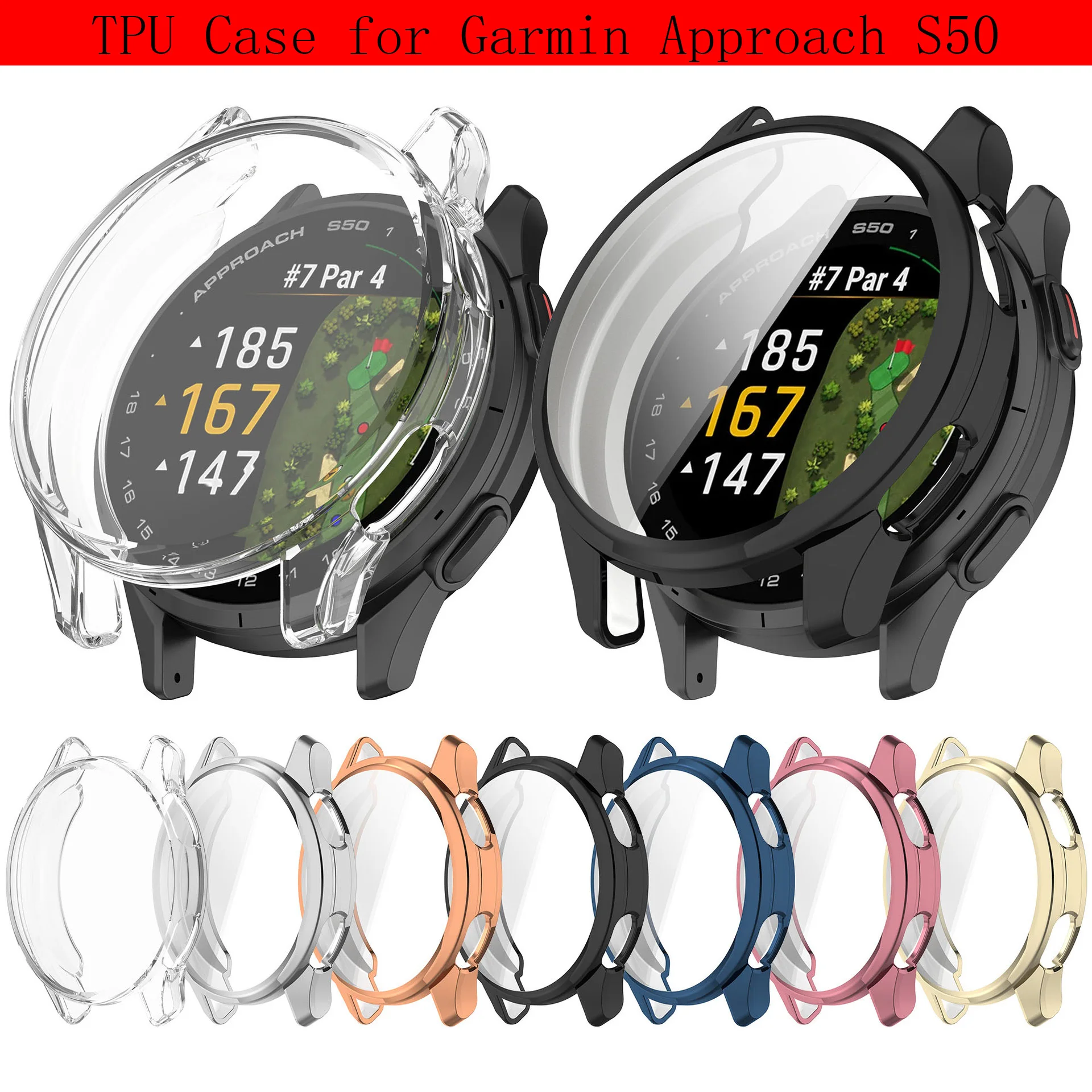 Screen Protector Case For Garmin Approach S50 Soft TPU Face Cover All-Around Protective Bumper Accessories for Garmin S50