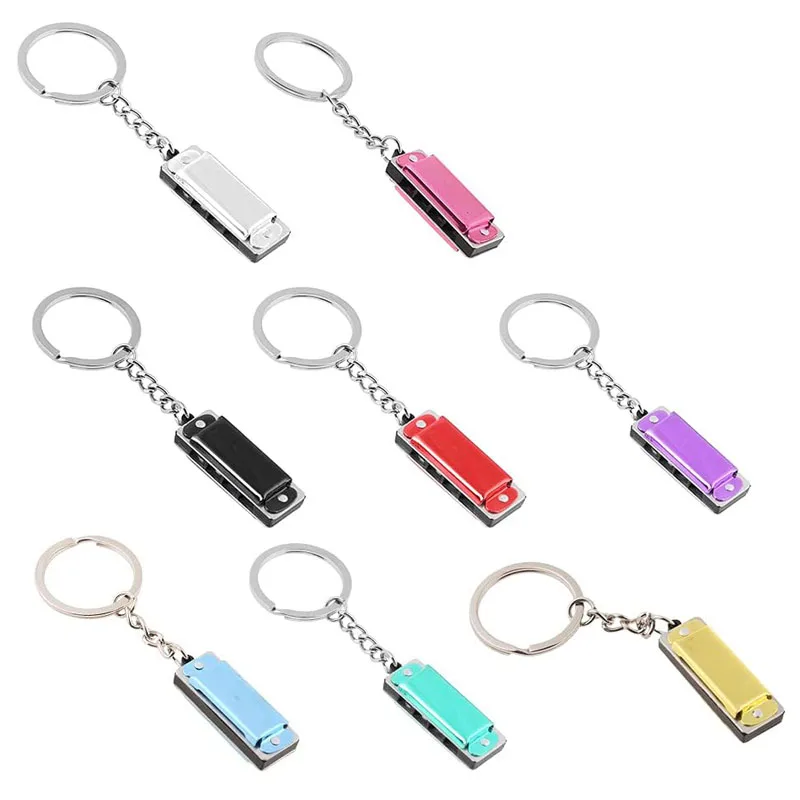 Portable Mini Harmonica Keychain 4 Holes 8 Tunes Backpack Charm Music Party Favors Birthday Gifts Educational Toys Kids & Adults