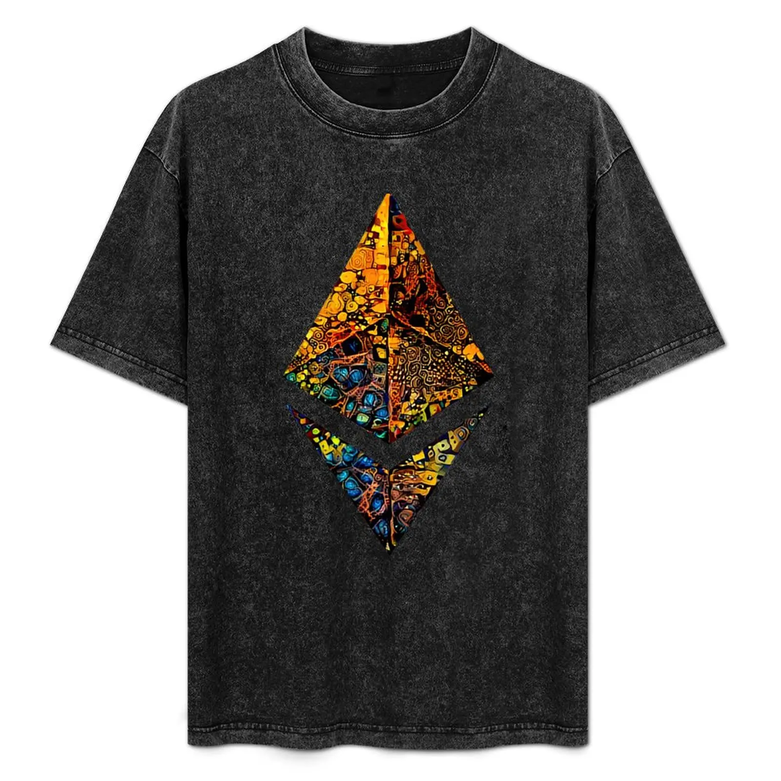 

Gold leafed ETH crypto, Etherium logo. T-Shirt Soft Cotton Print T-Shirt
