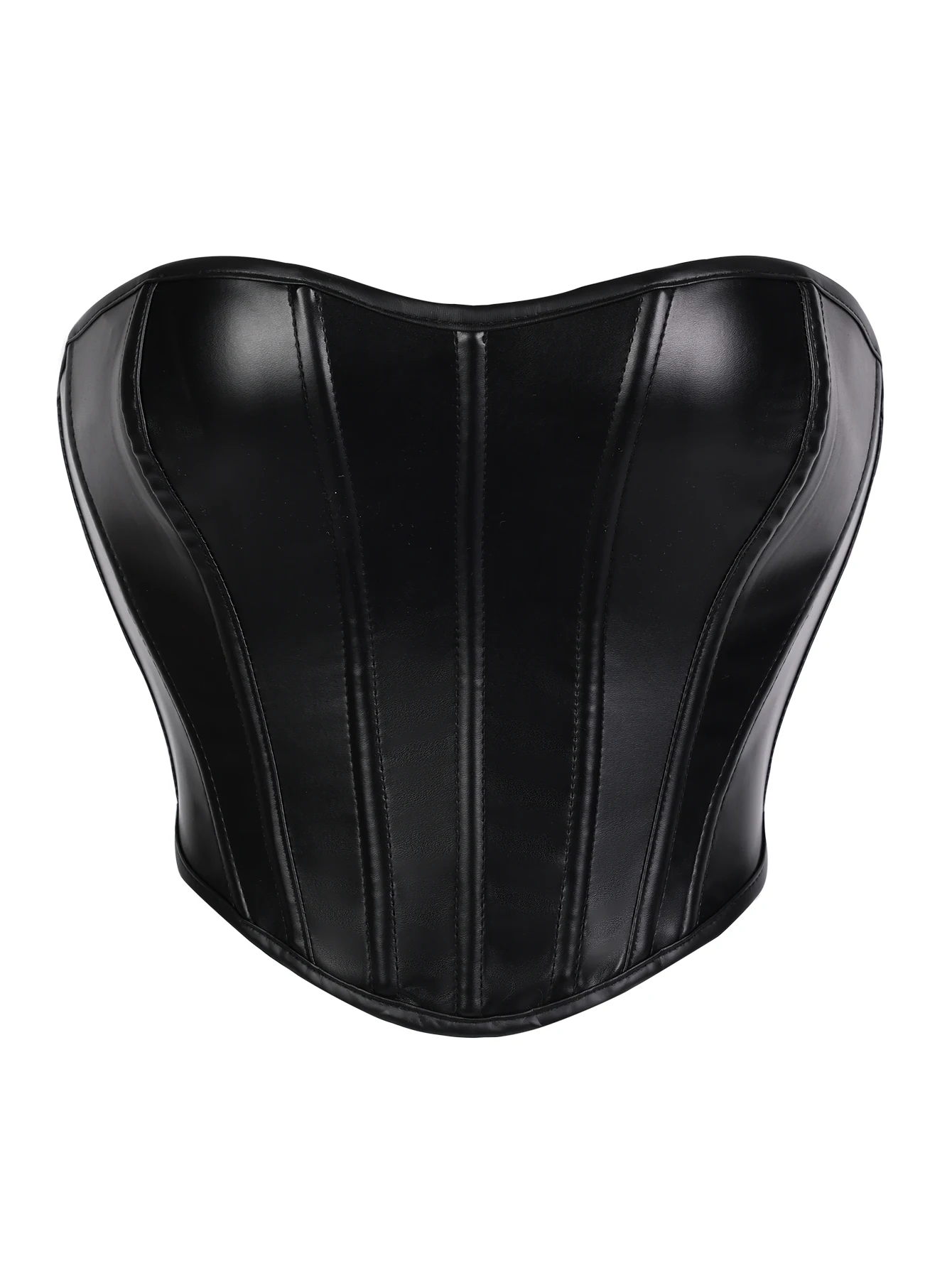 Damen Kunstleder Trägerloses Korsett-Top, Sexy Taillenformer mit Knochenverstärkung für eine schlanke Silhouette – Detail 2
