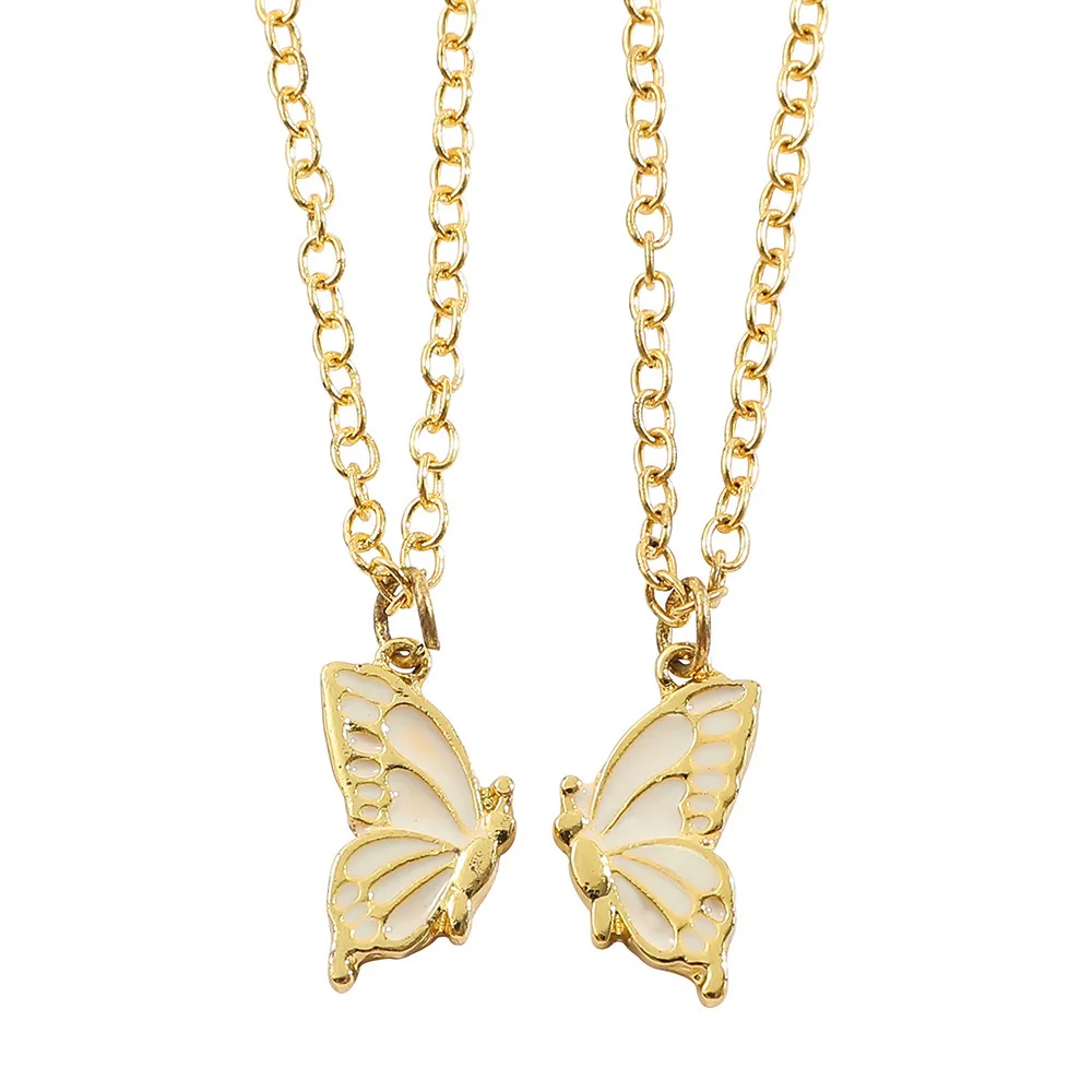 Elegant Simple Butterfly Pendant Necklace Cute Exquisite Matching Couple Jewelry Accessories for Friendship