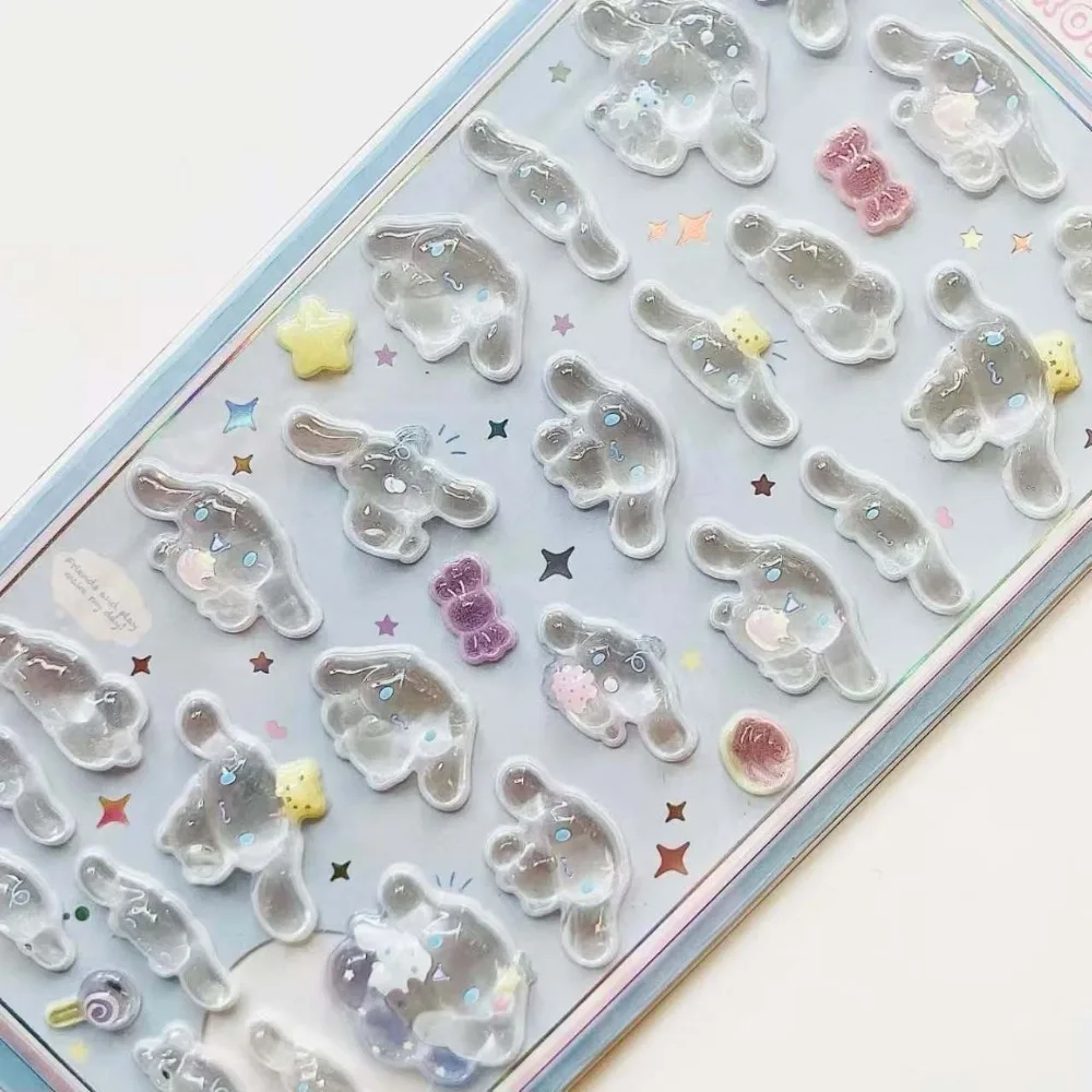 Cute Anime Hellokitty Kuromi Cinnamoroll 3D Sanrio Stickers Transparent Jelly Crystal Decorative Sticker Phone Case DIY Kids Toy image 4