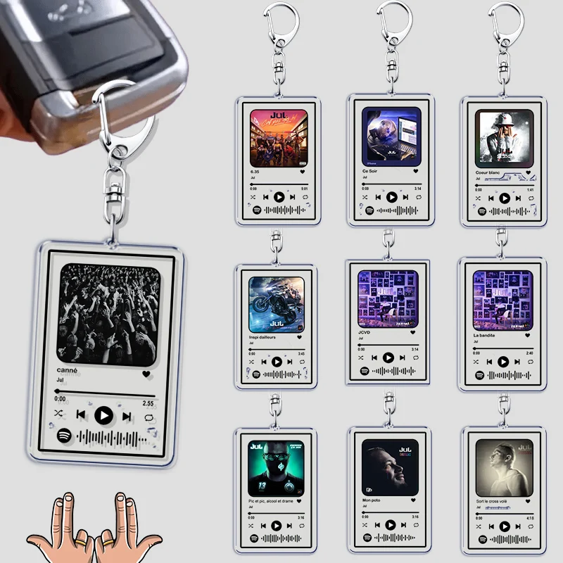 Französischer Rapper JUL Album Schlüsselanhänger für Zubehör Tasche Schlüsselanhänger Ring Schmuck Fans Geschenke Canne Music JCVD Schlüsselanhänger
