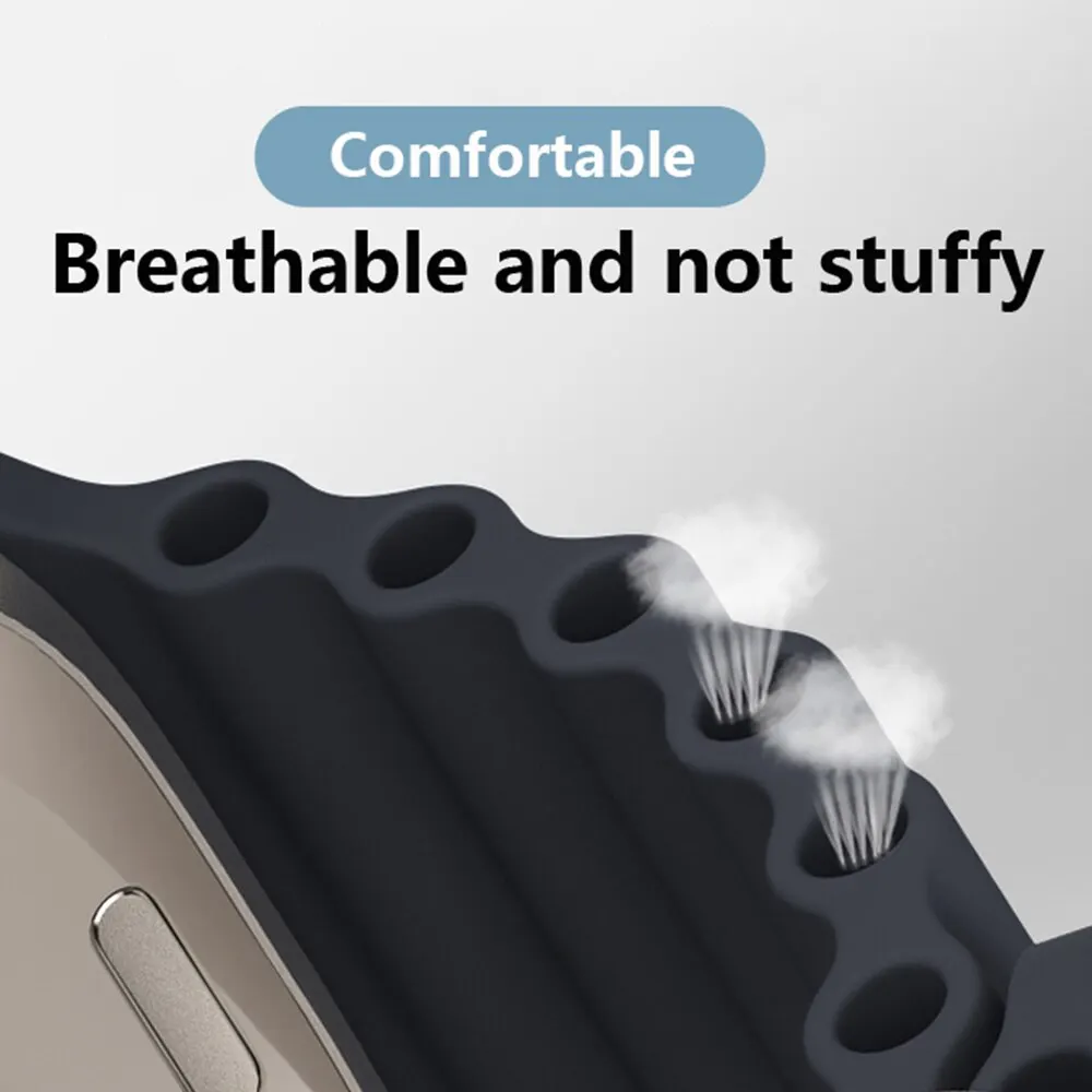 Apple Watch Ultra 1 2 バンド 49mm オーシャンベルト スポーツシリコンブレスレット correa iWatch シリーズ 9 8 7 6 SE 42mm 44mm 45mm用ストラップ