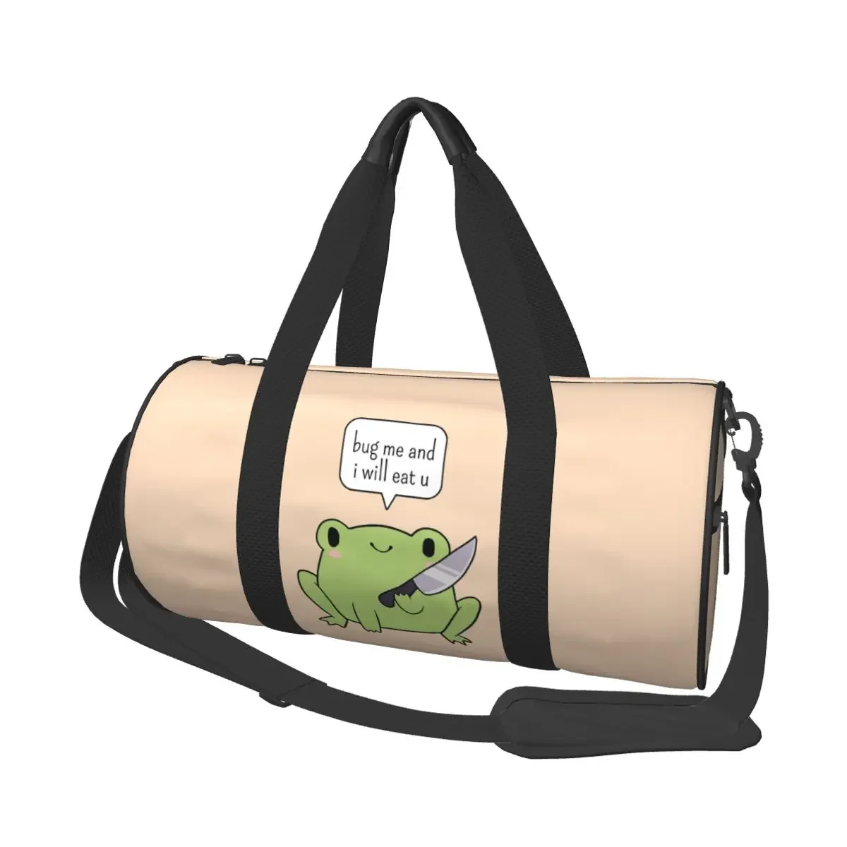 

Cute Frog With A Knife Large Duffle Gym Bag Waterproof Duffle Travel Bags Handbags Fitness bag