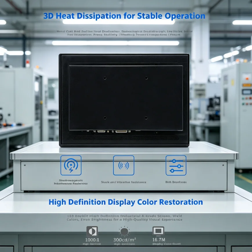 Robust Industrial LCD Screen: 7-23.6 inch, Multi-Interface (VGA/HDMI/DVI/USB), 3D Noise Reduction, Anti-EMI