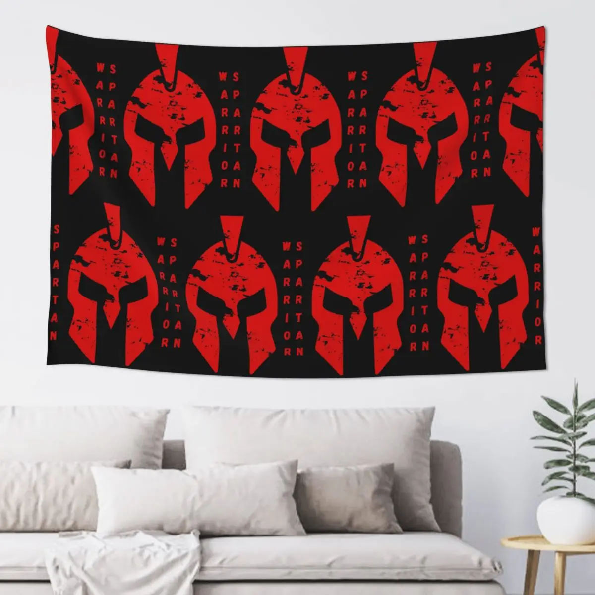 Spartan Sparta Warrior Helmet Logo Tapestry Hippie Wall Hanging Aesthetic Home Decoration Tapestries for Living Room Dorm Room