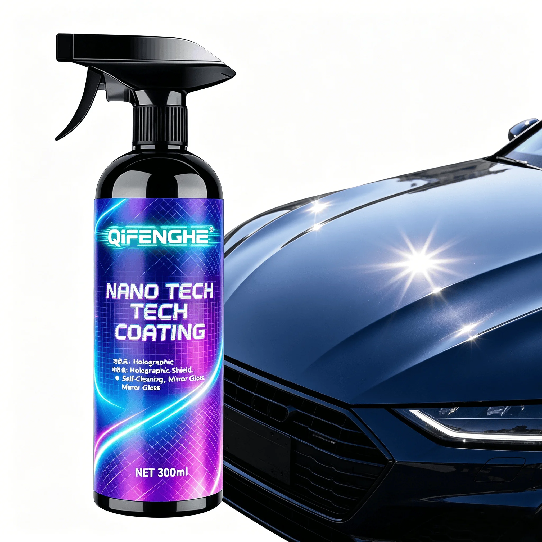 Long-Lasting Nano Coating Spray 300ml - Easy DIY, Mirror Gloss, UV Protection for Car Paint