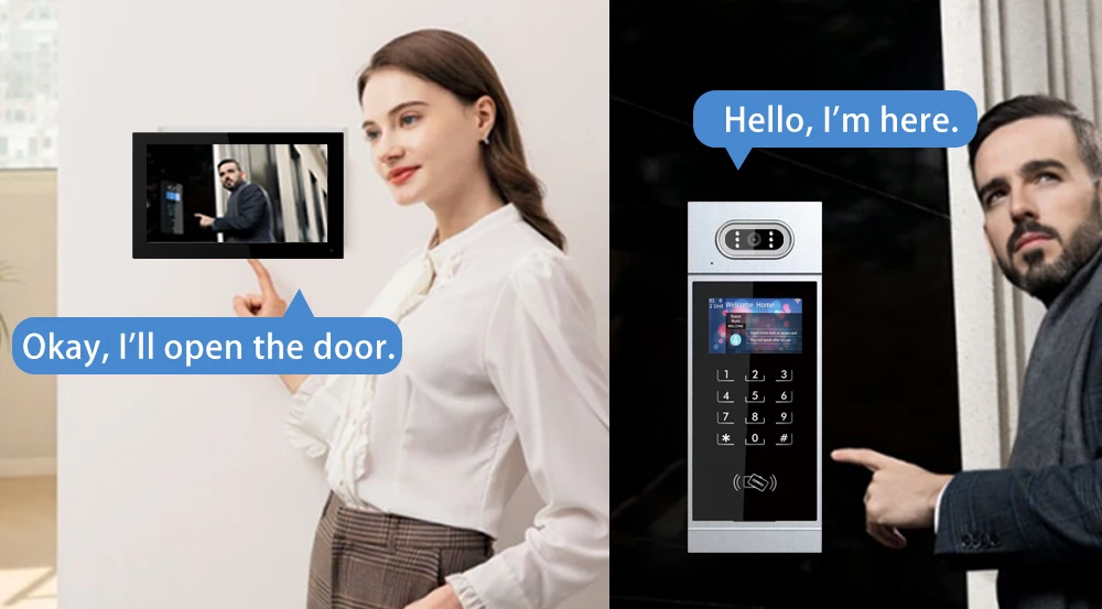 얼굴 인식 IP 비디오 인터콤, 2개 아파트용 유선 비디오 도어폰 시스템