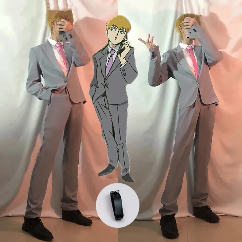 QQ 123Mob サイコ 100 衣装 Arataka Reigen コスプレ衣装ハロウィンパーティースーツかつら DIY おもちゃ女性男性大人