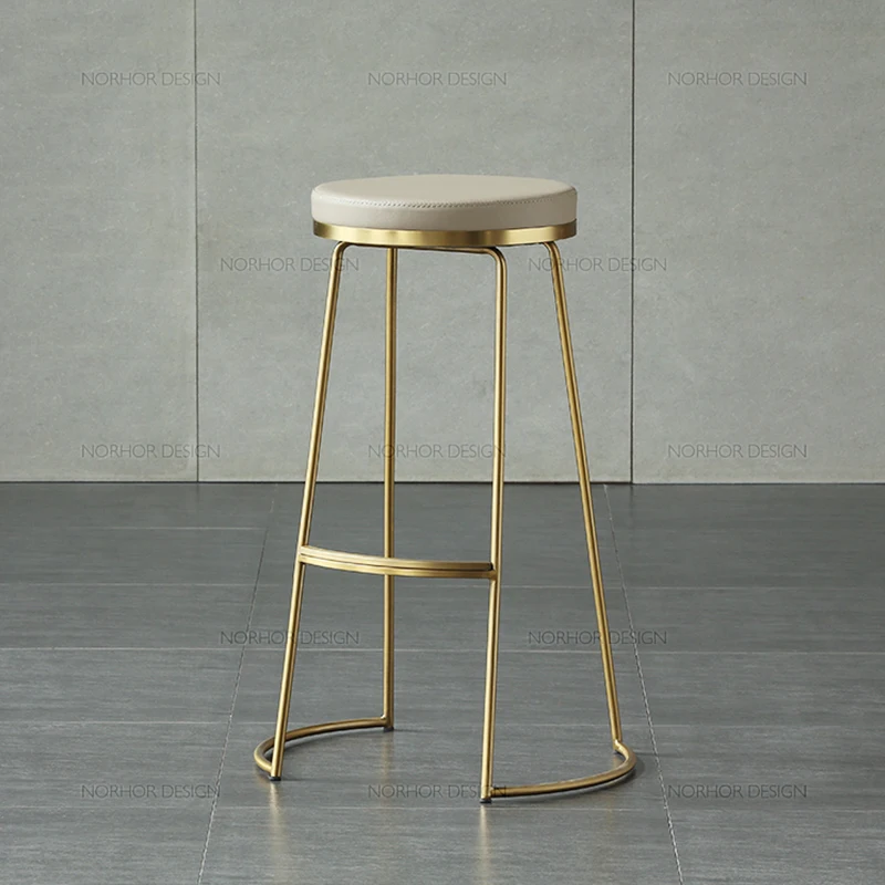 Nordic Iron Bar Stool Adjustable Swivel High Stool with Metal Frame for Home Pub Counter Golden Industrial Style‌