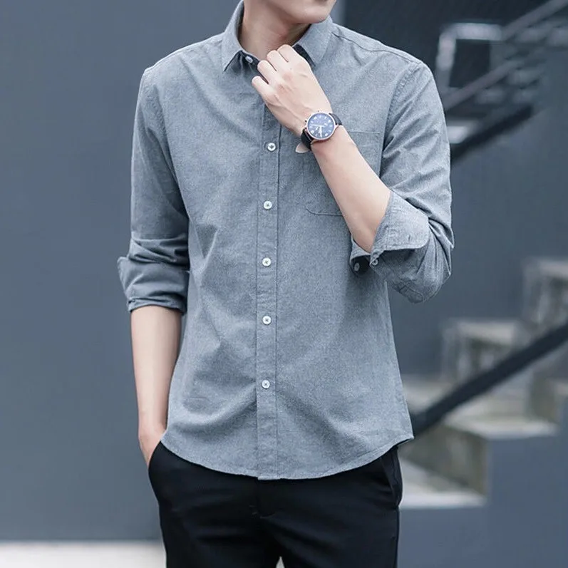 Men's Casual Long Sleeve Shirt Spring Autumn Wear Resistant Loose Workwear Jacket for Building Workers Youth Popular Polyeste...