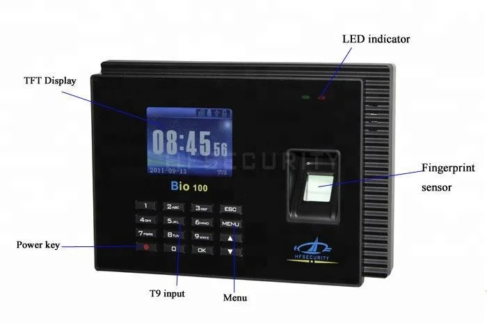 Employee Tracking System Time Clocks Time Attendance System Fingerprint And/or Pins Optical Sensor Face BIO VX10.0 Hfsecurity