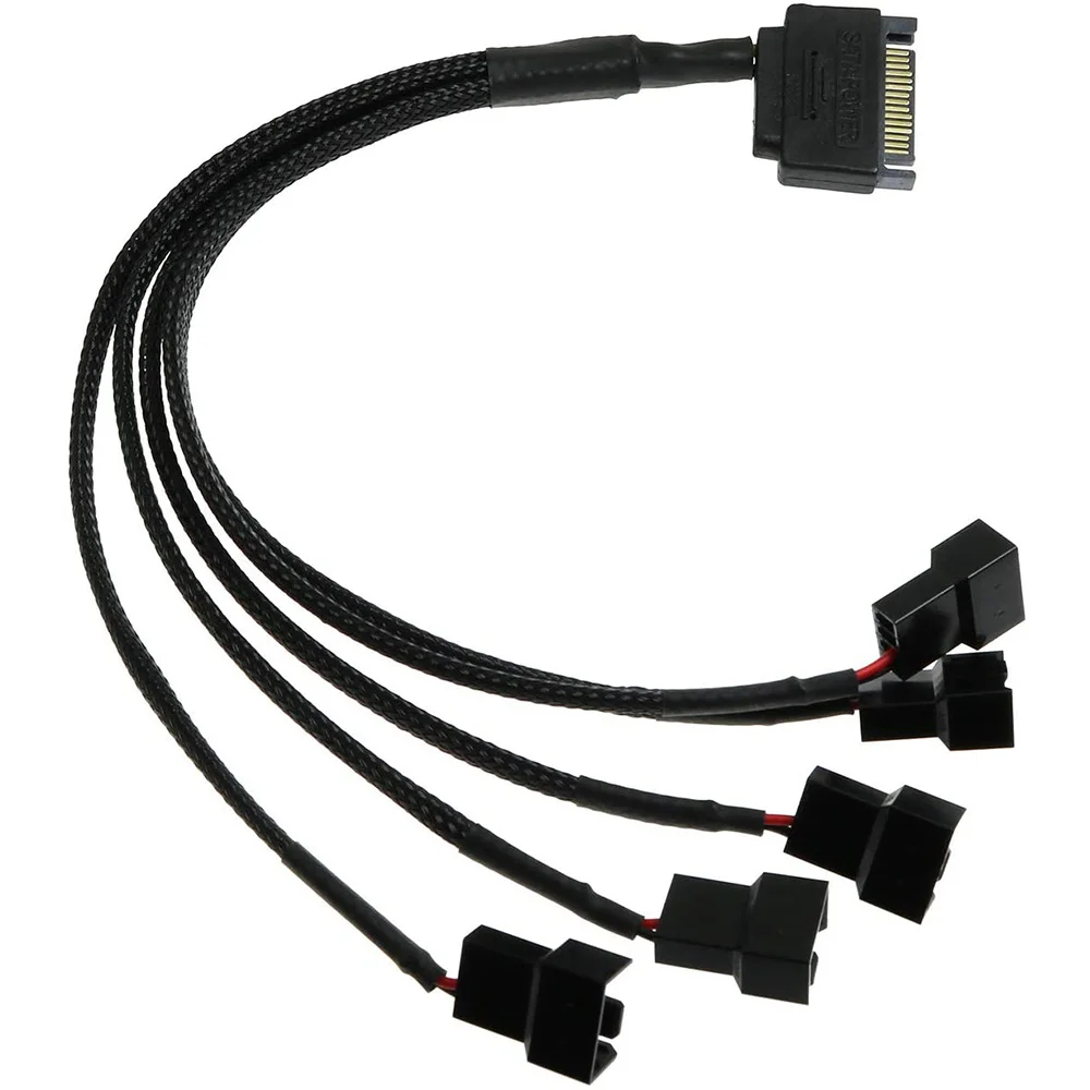 Exquisite-15-Pin SATA To 5 Fan Adapter Cable SATA To 3 Pin/4 Pin PMW PC Case Fan Power Adapter Cable,Cooling Fan Y Splitter Cabl