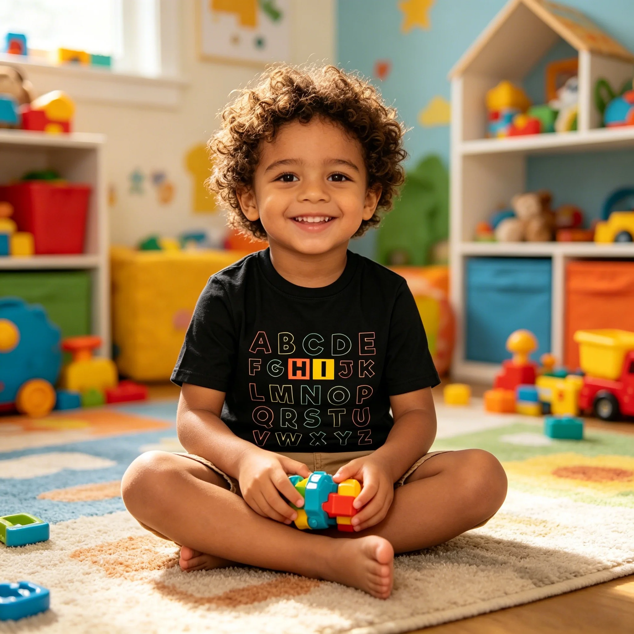 ABC Alphabet Learning Fun Round Neck Cotton Kids T-Shirt Soft Comfortable Machine Washable for Educators Casual Gift