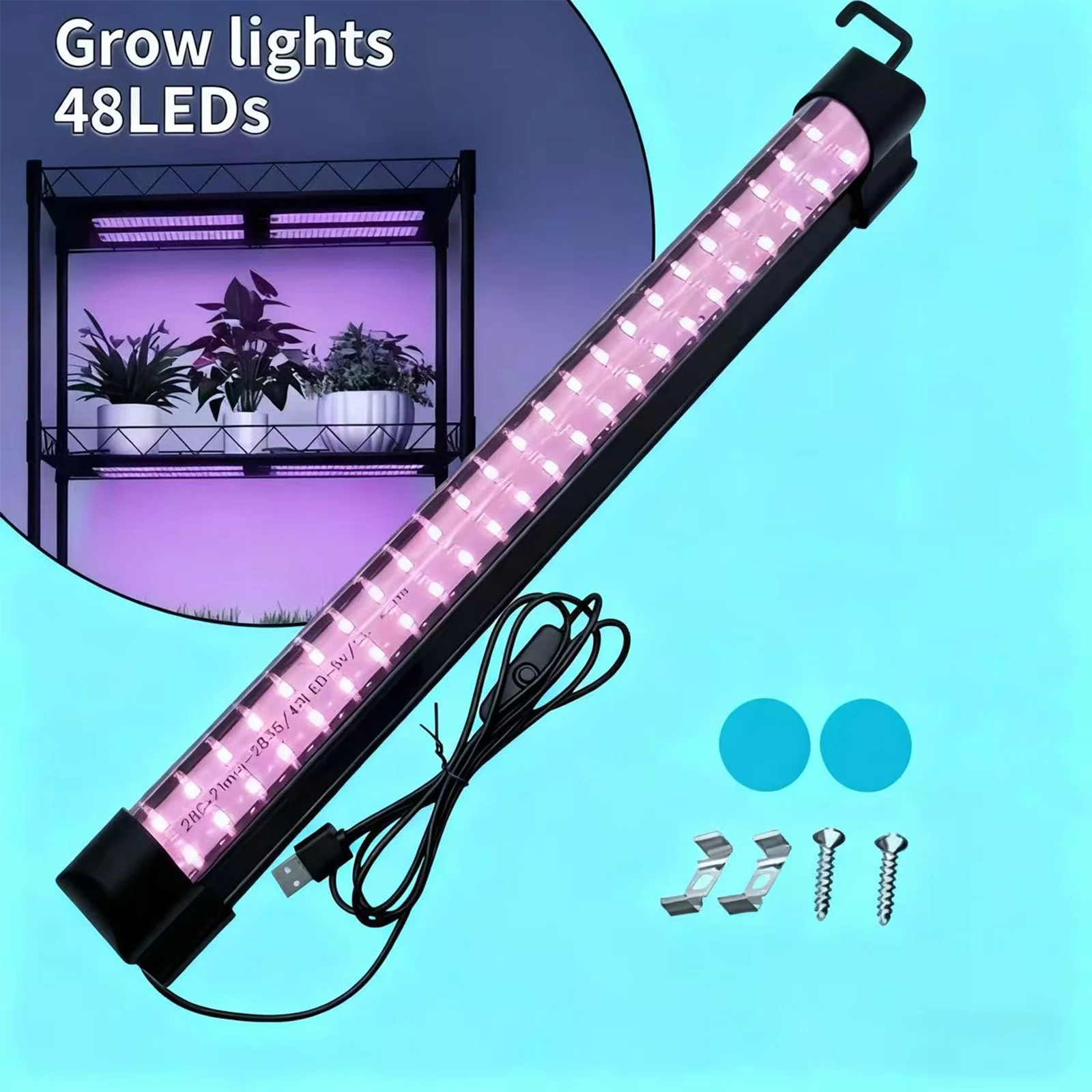 

Лампа для выращивания - Светодиодная лампа для растений полного спектра - Лампа для дополнительного освещения для комнатных гидропонных рассады и цветочных вешалок - Лампа в рамке