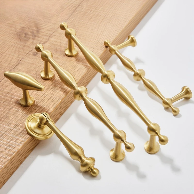 French Brass Handle Cabinet Door Drawer Modern Simple Cabinet European Wardrobe Hardware Luxury Gold Wooden Door Handle