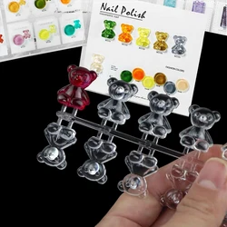 24Pcs Nail Polish Color Card Clear Acrylic Cute Cartoon Bear Shaped Nail Art Color Display Card Nail Polish Nail Art DIY Manicur