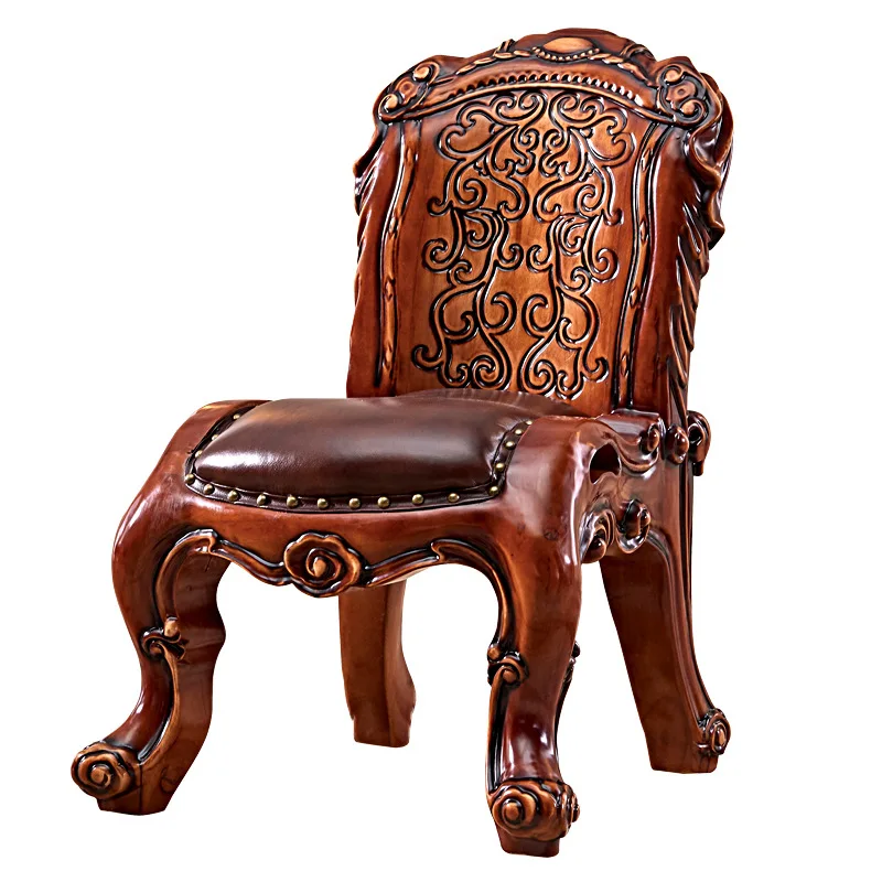 

European American villa luxury solid wood elephant animal carved leather shoe changing chair children's chair baby chair