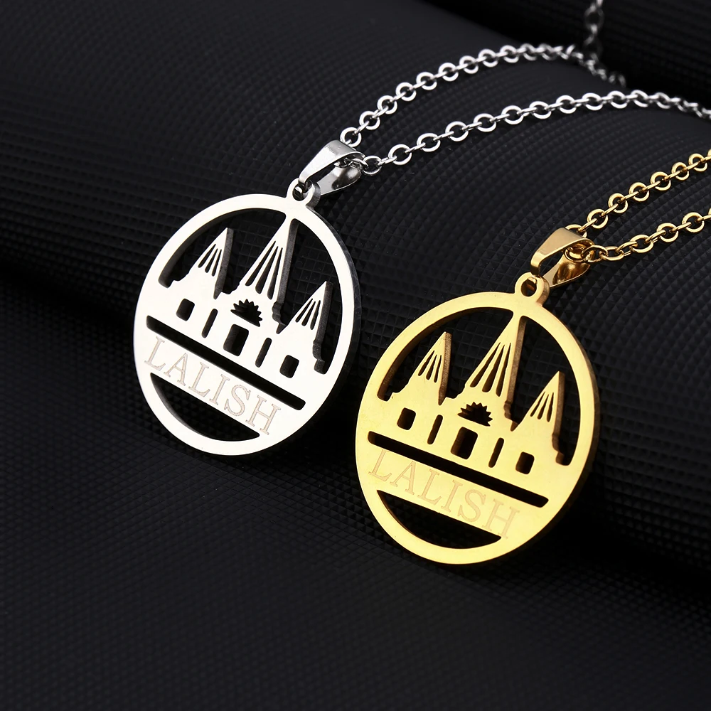 New Yezidi Lalish Pendant Necklace For Women Men Gold Silver Color Stainless Steel Holiest Temple of the Yazidis Jewelry