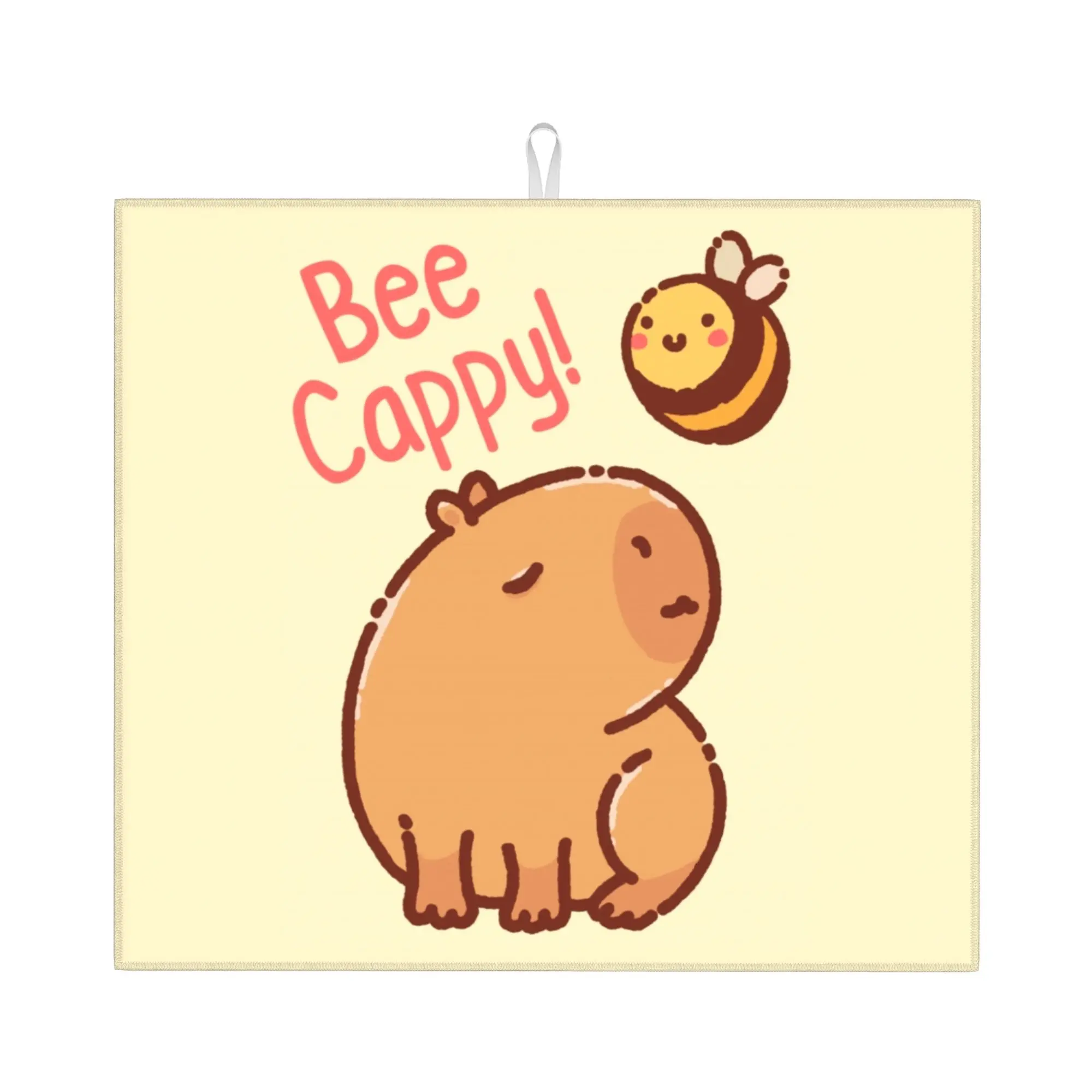 Drying Mat For Kitchen Bee And Capybara Water Absorbent Waterproof Reusable Bee Cappy On Slip Kitchen Counter Protector Mat