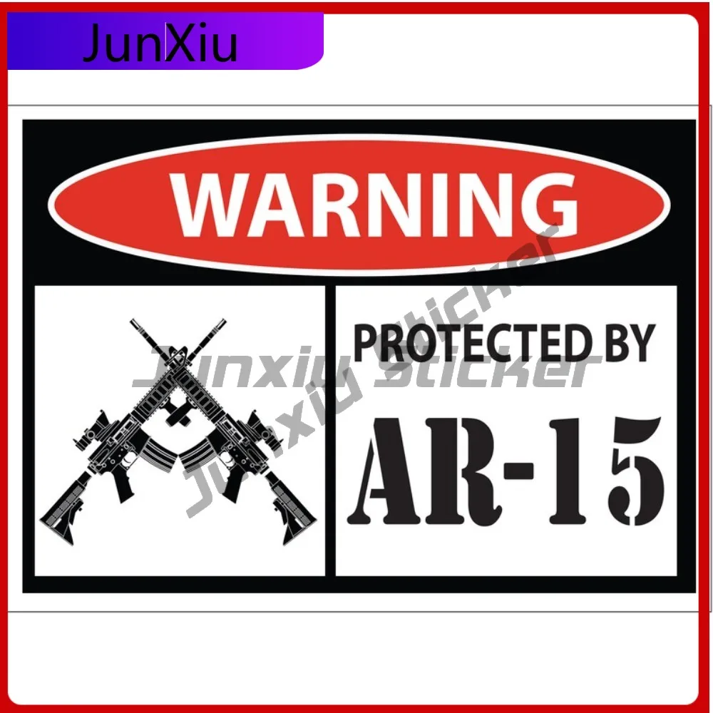 

Warning Protected By Ar-15 Sticker Uv Protected 2nd Amendment Cover Scratches Exterior Decorative Car Bicycle Skateboard Laptop