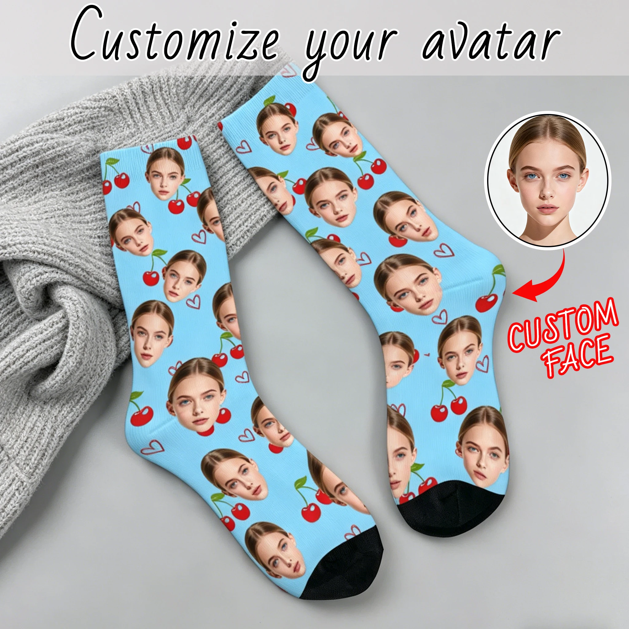 

Personalized Face Photo Custom Socks Custom Men Valentine's Day Gift For Husband Anniversary Gift for Dad