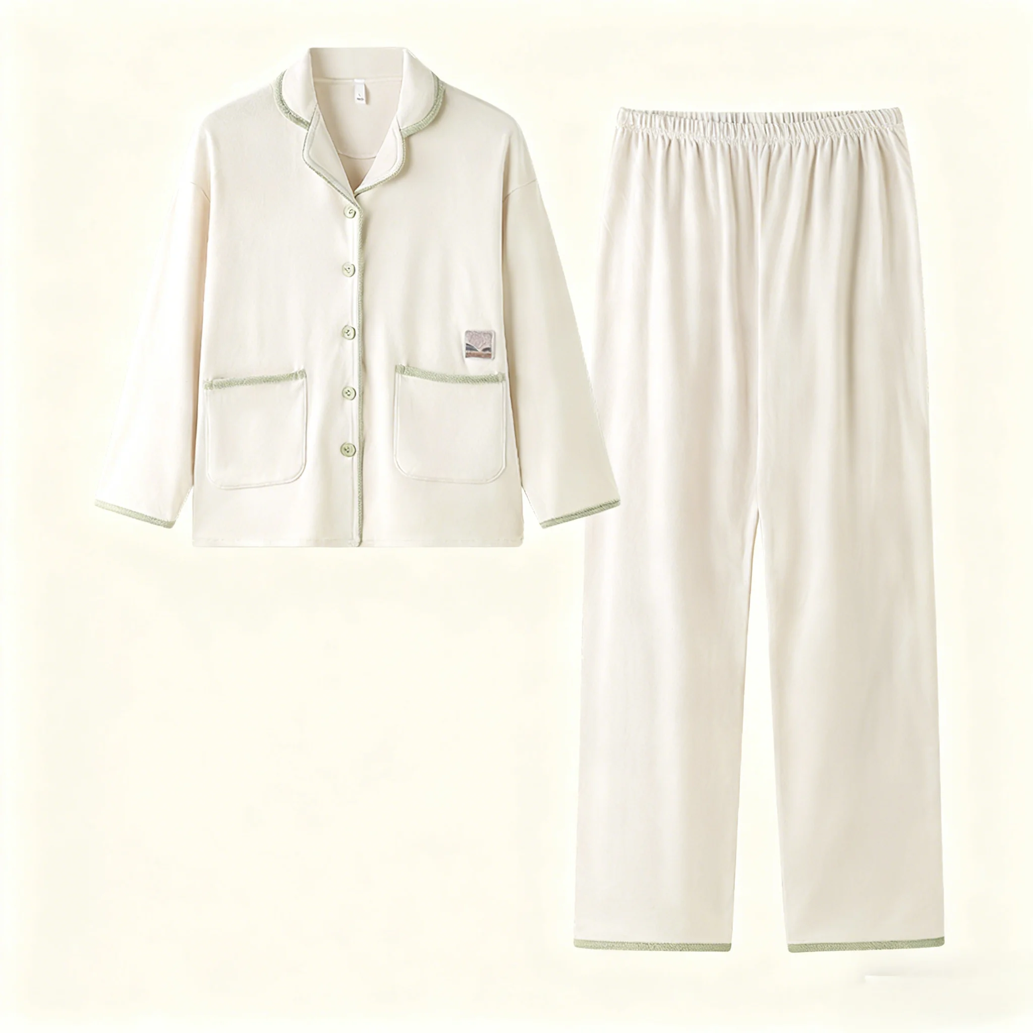 

Pajama Sets Kawaii Women Minimalist Loose Night Japanese Friend Sequin Breathable Tie Front Cap Sleeve Shorts Autumn Champagne