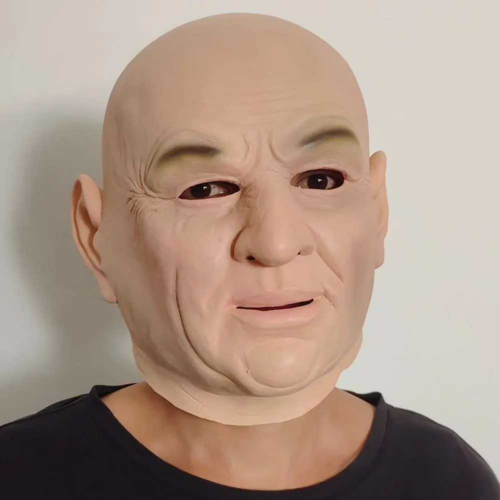 Lebendige Latex-Maske für Ältere Männer mit Realistischer Hauttextur, Ganzkopfmaske für Glatzköpfige Männer, für Karneval, Themenpartys, Cosplay und Kostümzubehör – Detail 1