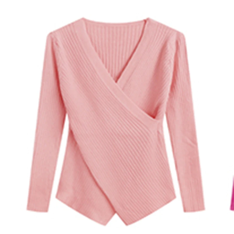 Korean Version Of autumn  Femininity Slim Slim Long Sleeve Vneck Sweater 2023 New Lazy Bottoming Shirt Inside And Outside