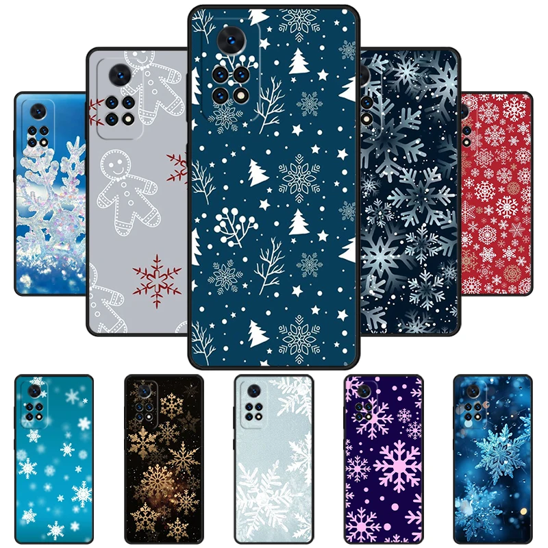 Christmas Snowflakes Phone Case For Redmi Note 11 EPro 11S 10 10T 9S Promax 8 Pro Xiaomi Mi 10 11 12X 12S Ultra Cover