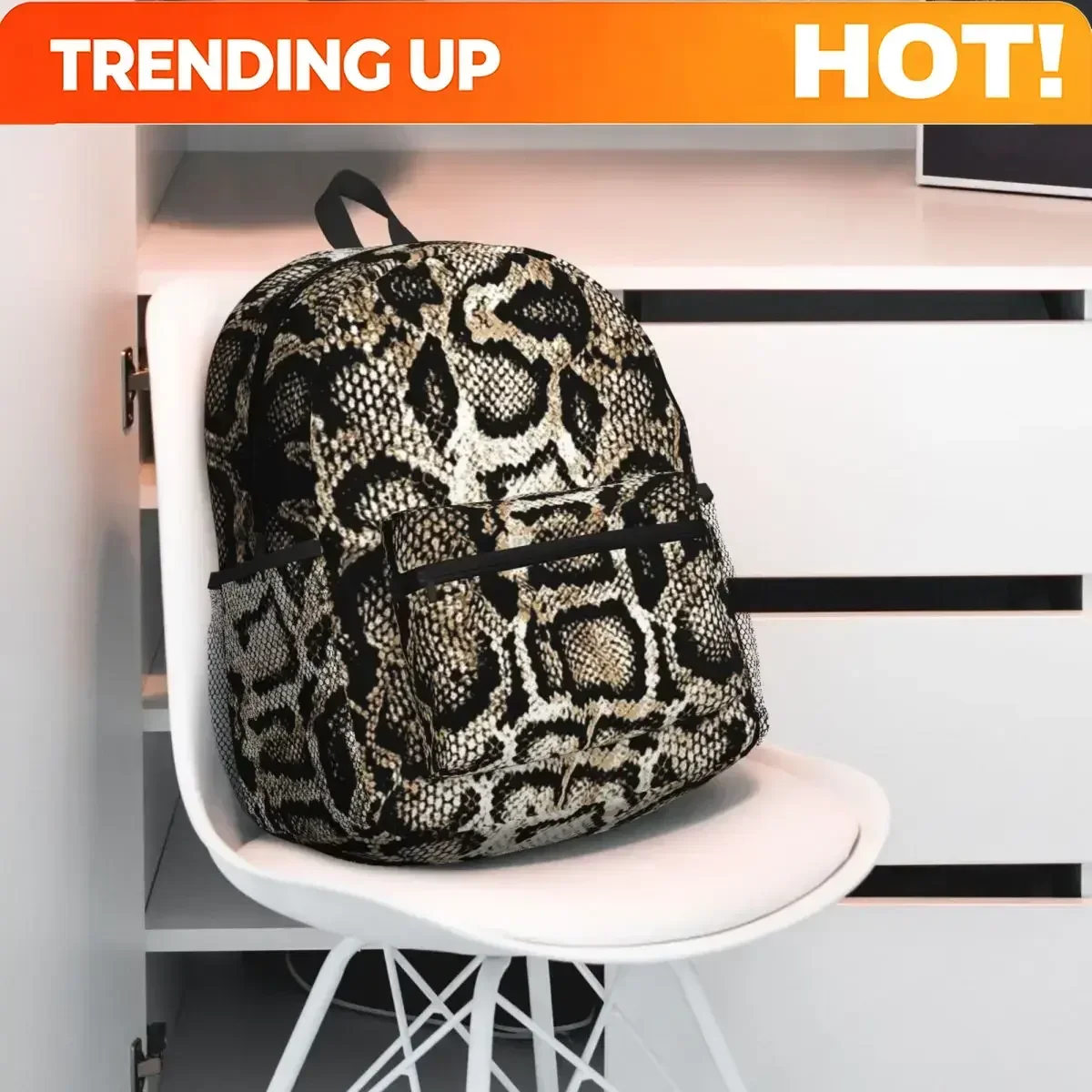 Custom Bag Snake Skin Backpack Daypack Large Capacity Kids BookBag School Bag Shoulder Bags For Men Women