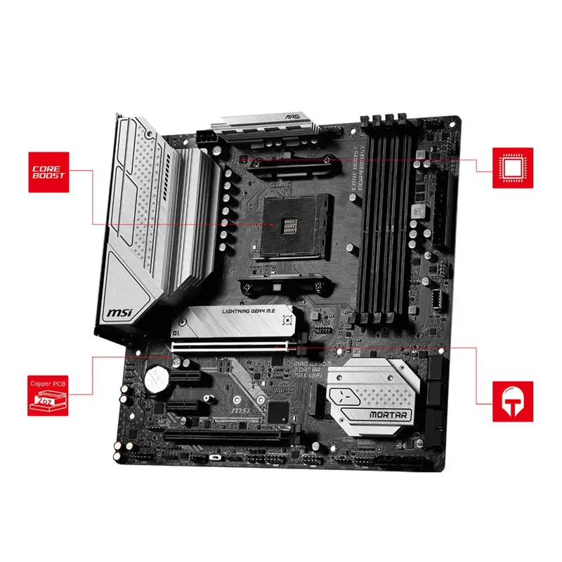 MSI B550M MORTAR MAX WIFI Motherboard AM4 AMD B550 2xM.2 Slots Wi-Fi 6E Mainboard For AMD Ryzen 7 5800X3D 5700X 5700G R5 CPU