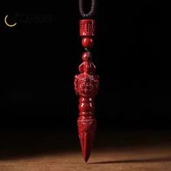 Natural Cinnabar Vajra Pestle Pendant Men Keychain Women Necklace High-end Purple Gold Sand Lucky Amulet Gift