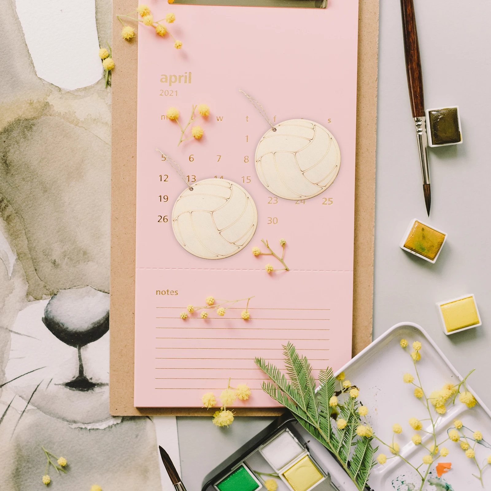 

10Pcs Unfinished Wood Volleyball Cutouts Volleyball DIY Painting Craft Supplies Home Decoration Sports Themed Wooden Ornaments