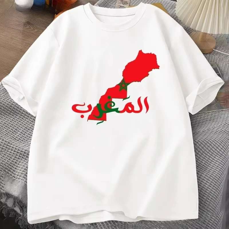 Morocco Tshirt Women Men Casual Cotton Printed Moroccan Flag T-shirt Short Sleeve Graphic Tee Shirt Men's Clothing Tops