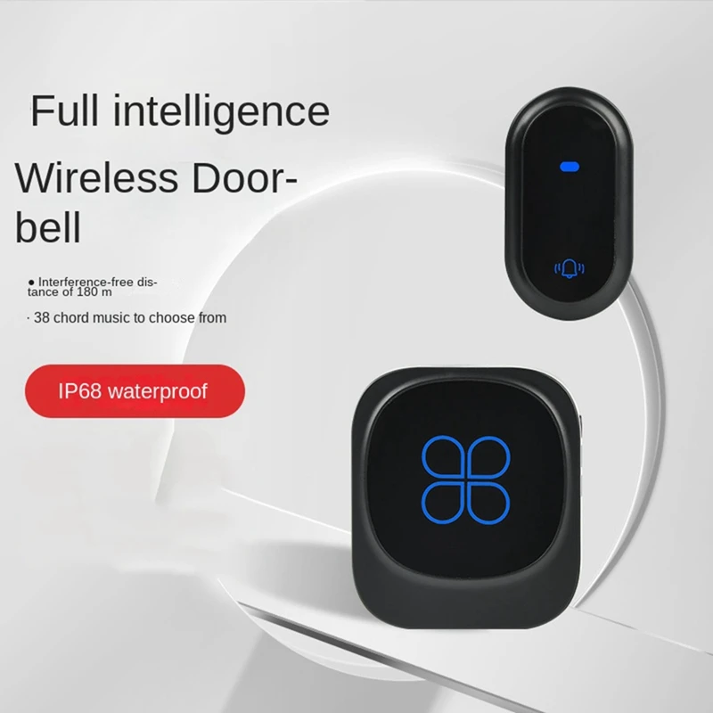 Waterproof Smart Doorbell Wireless Doorbell IP68 Home Door Bell Intelligent 38 Songs 4-Level Volume Control