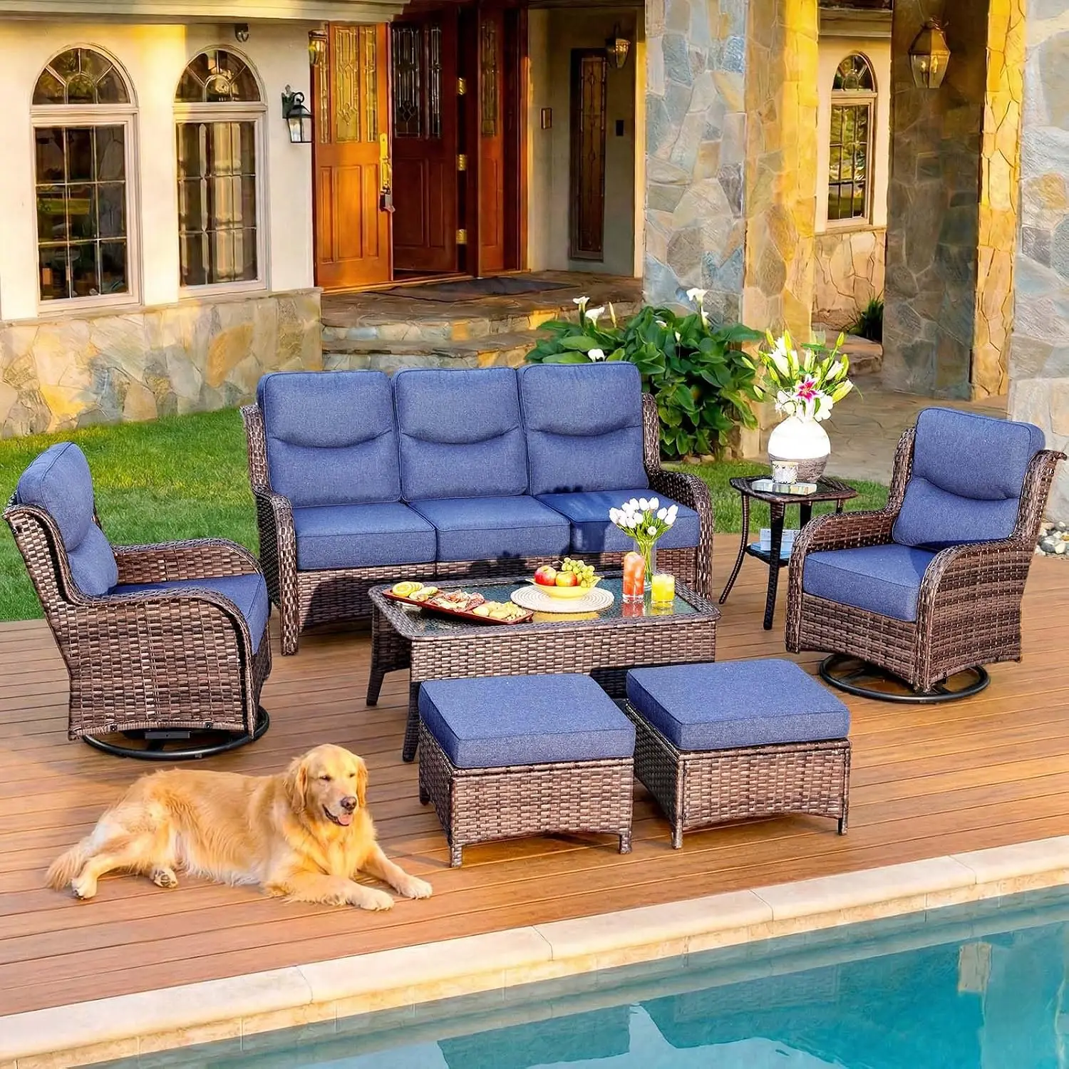 7-Piece Luxury Patio Furniture Set with 6