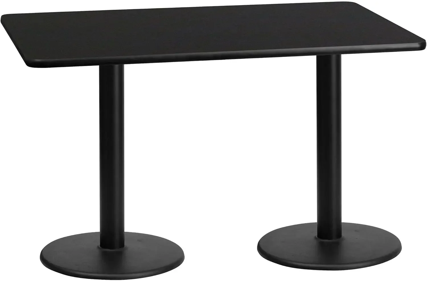 Furniture 30'' x 60'' Rectangular Black Laminate Table Top with 18'' Round Table Height Bases